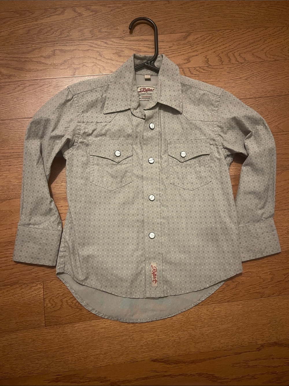 Roper Boys' Light Gray Patterned Button-Down Shirt